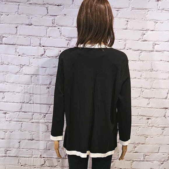 KARL LAGERFELD - Classic Karl - Black cardigan with contrasting white trim - Picture 11 of 12